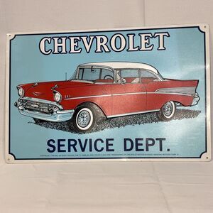 1957 Chevrolet Bel Air tin Metal Service Dept. Sign 18" x 12"